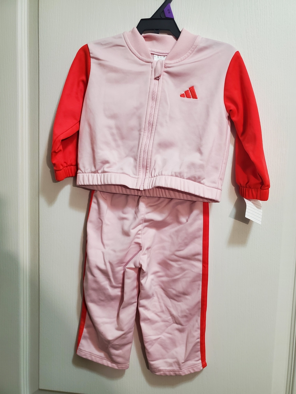 Adidas Kids Pink & Red Tracksuit Jacket and Pants